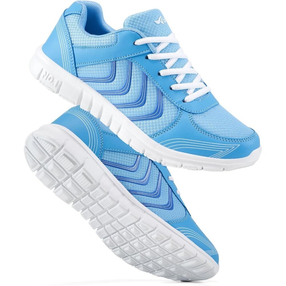 Women's Running Shoes Light Blue Slip On Mesh Sneakers Lightweight Walking Work